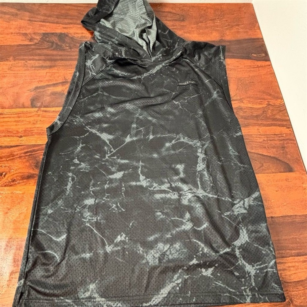 Savage X Fenty Women's Black Mesh Sleeveless Hoodie Size M
